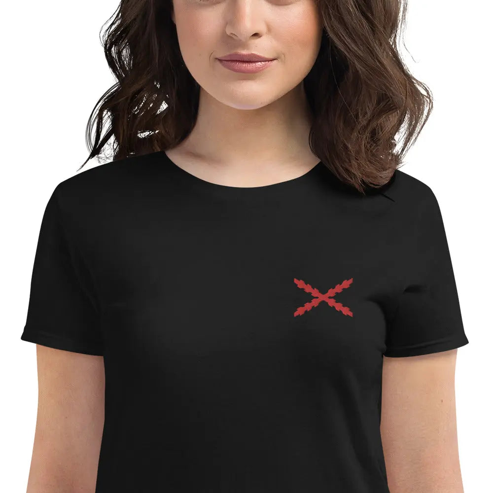 Camiseta Cruz de Borgona bordada Mujer Manga corta