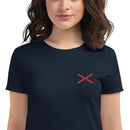 Comprar Camiseta Cruz de Borgoña bordada Mujer Manga corta La Flamenca de Borgoña, Bandera de España, Cruz de Borgoña, Patricia Muñoz, VOX, Santiago Abascal