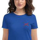 Comprar Camiseta Cruz de Borgoña bordada Mujer Manga corta La Flamenca de Borgoña, Bandera de España, Cruz de Borgoña, Patricia Muñoz, VOX, Santiago Abascal