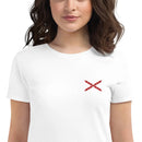 Comprar Camiseta Cruz de Borgoña bordada Mujer Manga corta La Flamenca de Borgoña, Bandera de España, Cruz de Borgoña, Patricia Muñoz, VOX, Santiago Abascal