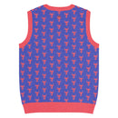 Comprar Chaleco Taurino azul de punto con cuello pico La Flamenca de Borgoña Bandera España
