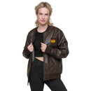 Comprar Chaqueta bomber piel vegana División Azul La Flamenca de Borgoña, Bandera de España, Cruz de Borgoña, Patricia Muñoz, VOX, Santiago Abascal