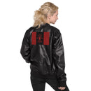 Comprar Chaqueta bomber piel vegana Falange La Flamenca de Borgoña, Bandera de España, Cruz de Borgoña, Patricia Muñoz, VOX, Santiago Abascal