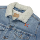 Comprar Chaqueta vaquera borreguillo unisex Cruz de Borgoña La Flamenca de Borgoña, Bandera de España, Cruz de Borgoña, Patricia Muñoz, VOX, Santiago Abascal