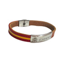 Comprar Pulsera Escudo España serraje camel La Flamenca de Borgoña, Bandera de España, Cruz de Borgoña, Patricia Muñoz, VOX, Santiago Abascal