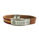 Comprar Pulsera Escudo España serraje camel La Flamenca de Borgoña, Bandera de España, Cruz de Borgoña, Patricia Muñoz, VOX, Santiago Abascal