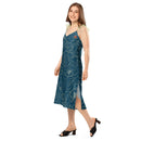 Comprar Vestido midi con tirantes ajustables Flores azules La Flamenca de Borgoña Bandera España