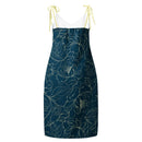 Comprar Vestido midi con tirantes ajustables Flores azules La Flamenca de Borgoña Bandera España