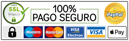 Tarjeta, Transferencia bancaria, Contra reembolso, PayPal y Bizum. Su información de pago se procesa de forma segura. No almacenamos los detalles de la tarjeta de crédito ni tenemos acceso a la información de su tarjeta de crédito.