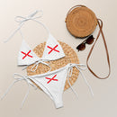 Bikini de triángulo Cruz de Borgoña blanco - LaFlamencadeBorgoña