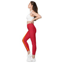 Comprar Leggins Bandera de España mujer cintura cruzada con bolsillos Bandera España La Flamenca de Borgoña Patricia Muñoz VOX