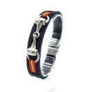 Comprar Pulsera serraje azul mordida caballo con Bandera de España Bandera España La Flamenca de Borgoña Patricia Muñoz VOX