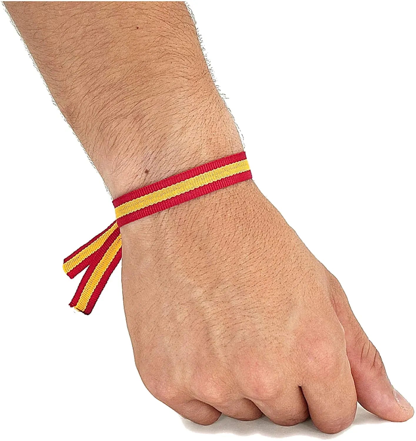 6 Armbänder aus Stoff, Farben der Spanischen Flagge, Einheitsgröße, Spain  Pulsera Bandera de España