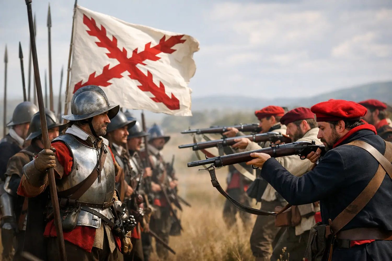 Cruz de Borgoña: tercios españoles vs. carlistas