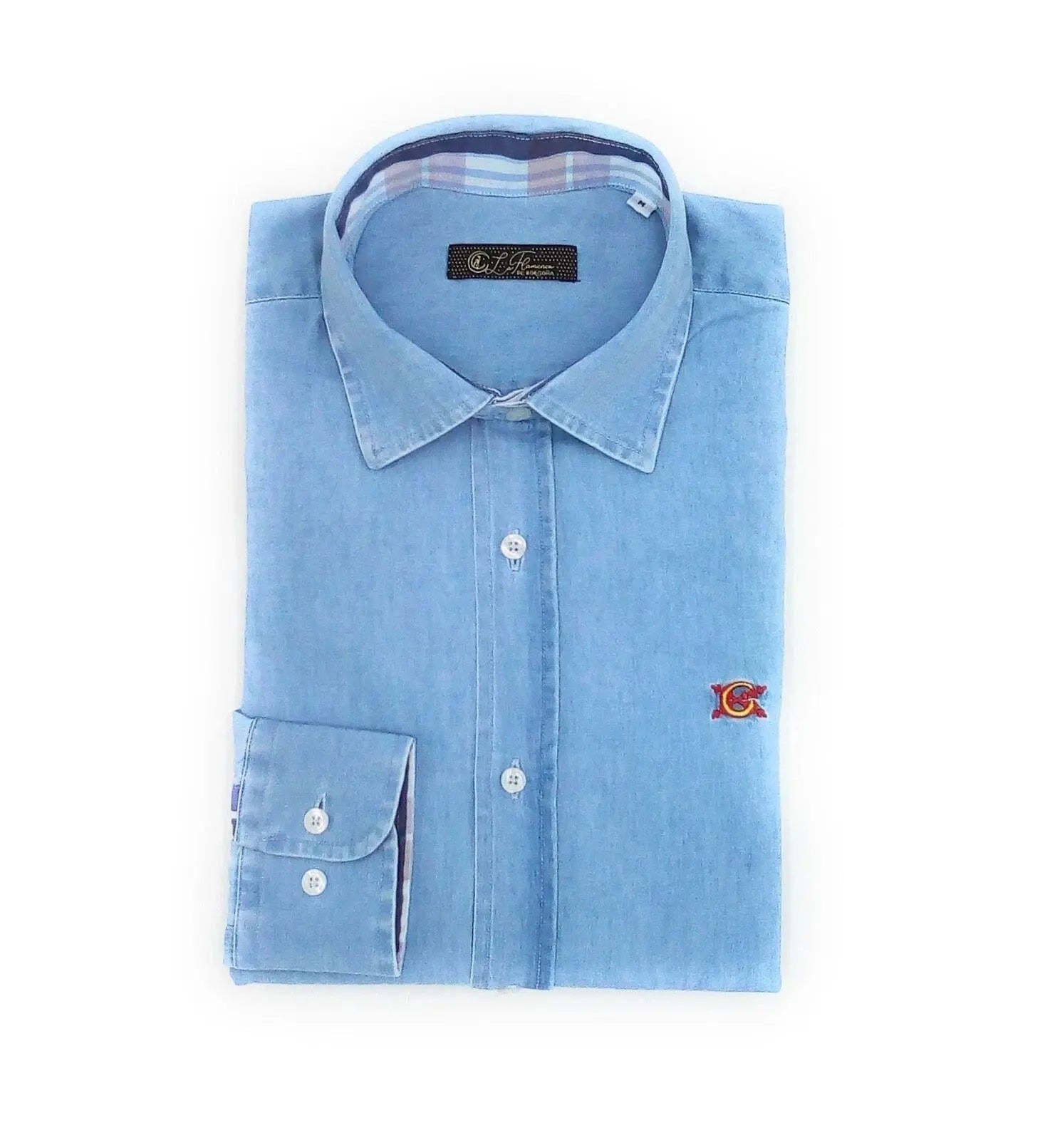 Camisa cuello italiano La Flamenca de Borgoña, Bandera de España, Cruz de Borgoña, Patricia Muñoz, VOX, Santiago Abascal 