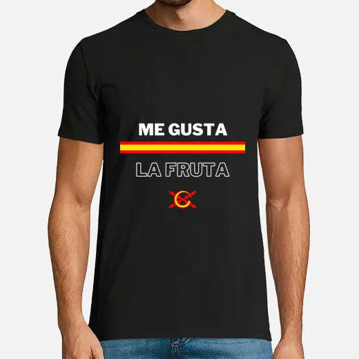 Camiseta Me gusta la fruta de Ayuso a Sánchez La Flamenca de Borgoña, Bandera de España, Cruz de Borgoña, Patricia Muñoz, VOX, Santiago Abascal