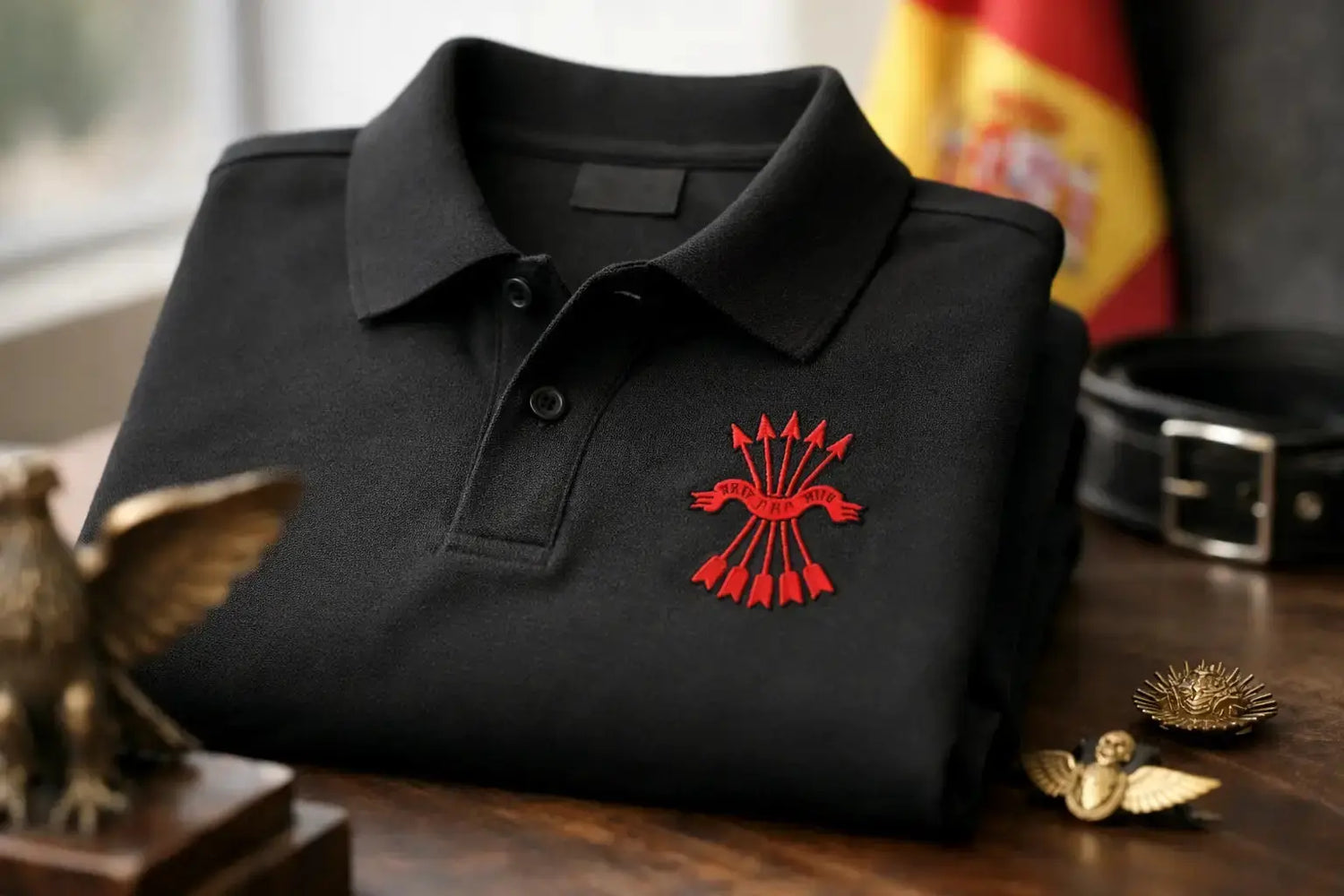 Polo con bordado de la Falange Española