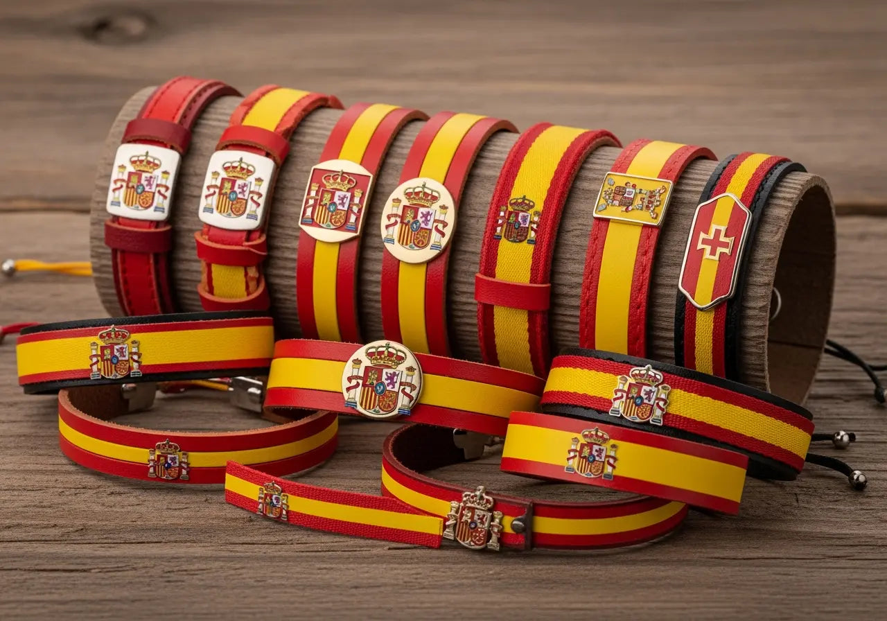 Pulsera-bandera-España-las-7-mejores-opciones-para-lucir-orgullo-nacional La Flamenca de Borgoña Bandera España
