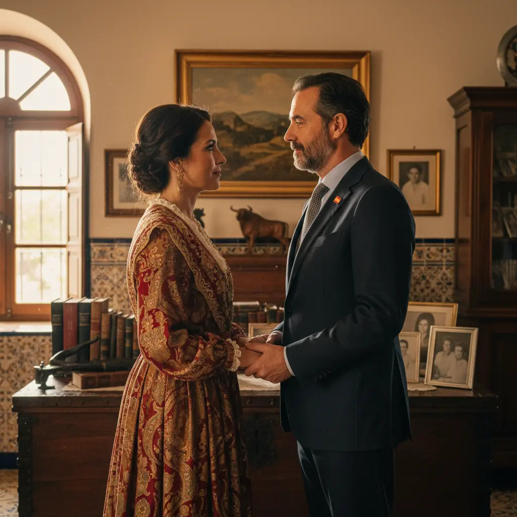 Relaciones-Tradicionales-en-2026-Por-Qué-Los-Españoles-Vuelven-A-Los-Valores-Que-Funcionan La Flamenca de Borgoña Bandera España