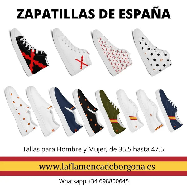 Zapatillas Bandera España La Flamenca de Borgoña, Bandera de España, Cruz de Borgoña, Patricia Muñoz, VOX, Santiago Abascal 