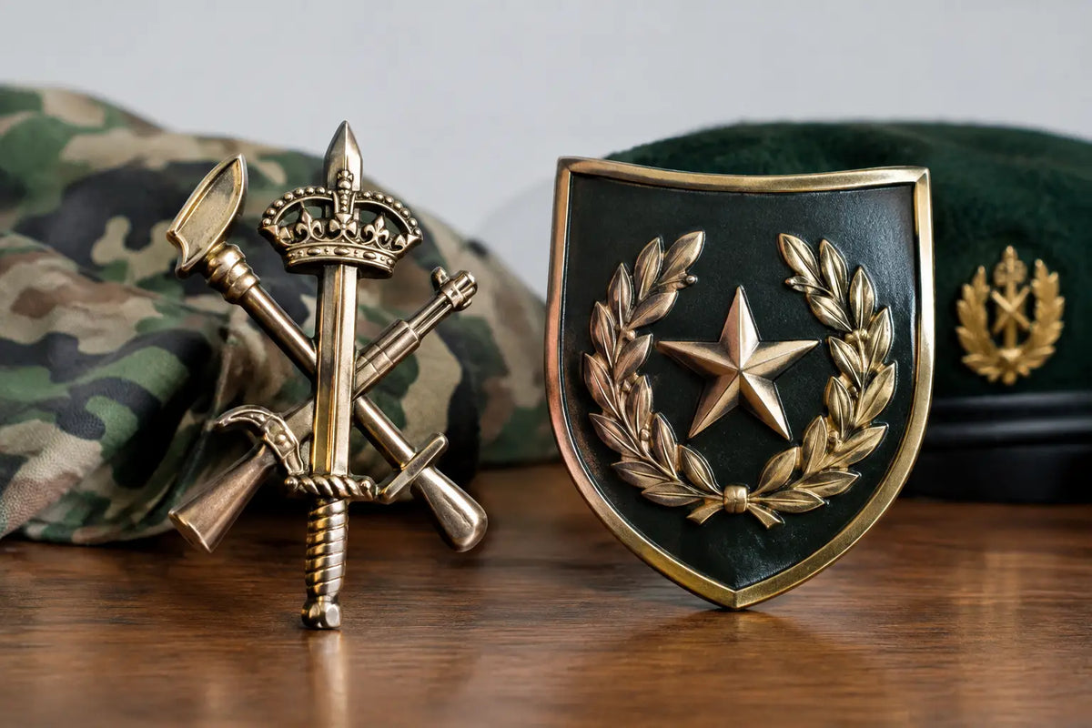 Emblema legionario frente a escudo militar