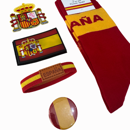 Lote 4 - Lote Bandera de España: Calcetines, Parches, Pulsera y Chapa