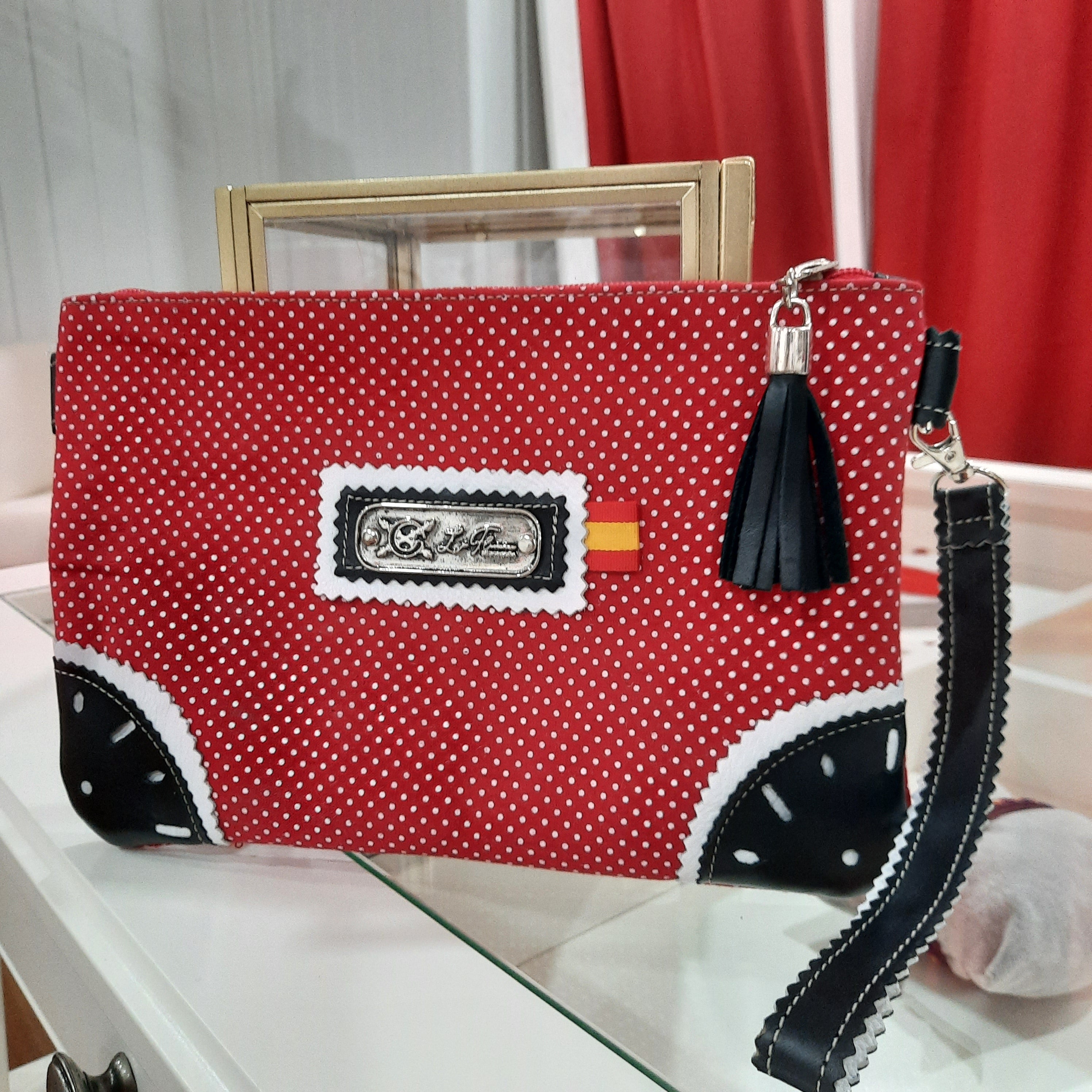 Bolso de mano de España Lunares Rojo - LaFlamencadeBorgoña