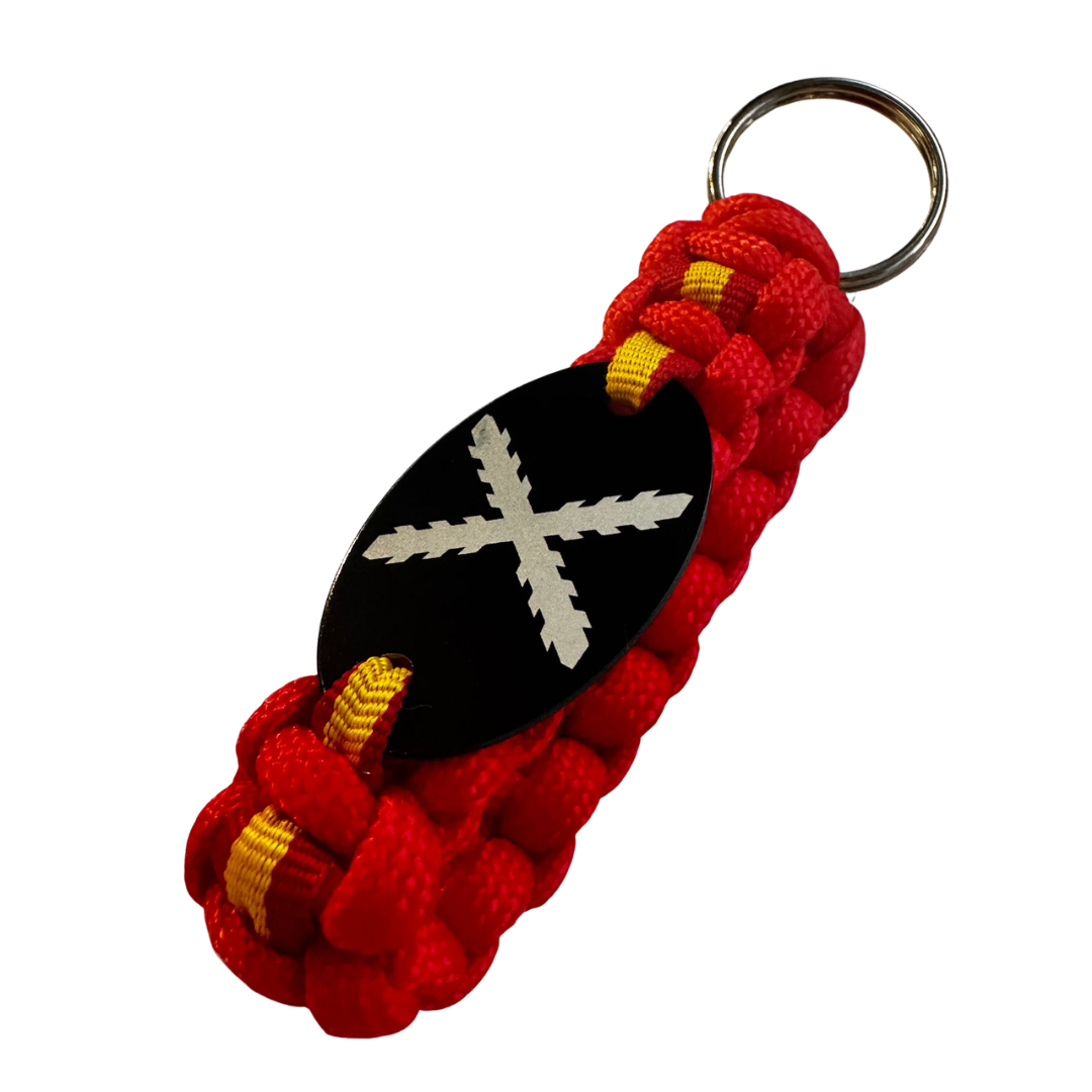 Llavero Cruz de Borgoña paracord rojo