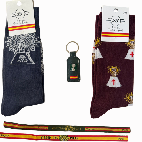 Lote 11 - Lote Virgen del Pilar: Calcetines, Pulseras y Llavero