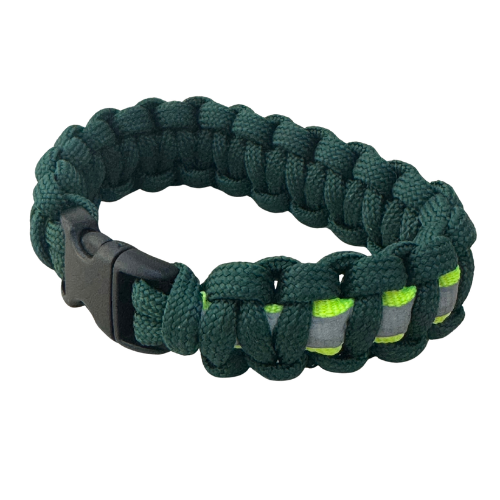 Pulsera Paracord Guardia Civil Tráfico Verde con Cinta Reflectante