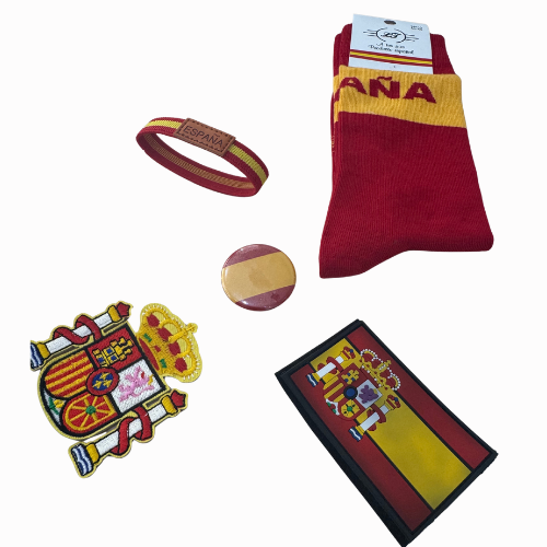 Lote 4 - Lote Bandera de España: Calcetines, Parches, Pulsera y Chapa