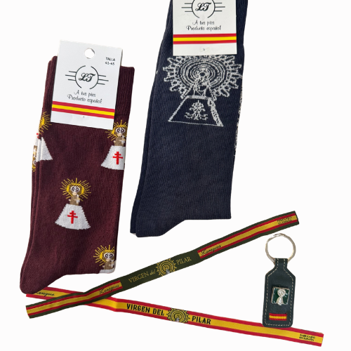 Lote 11 - Lote Virgen del Pilar: Calcetines, Pulseras y Llavero