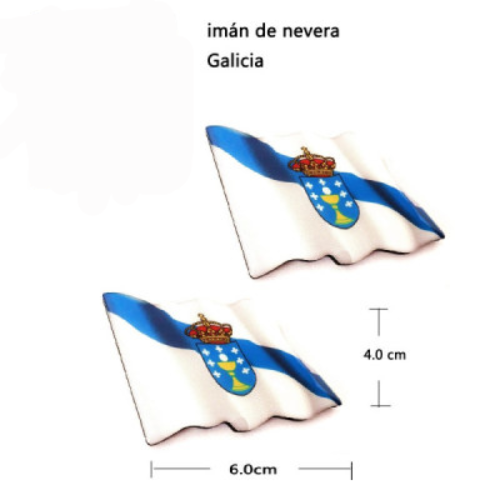 Pack de 2 Imanes de Nevera Bandera Ondeante de Galicia (6x4 cm)