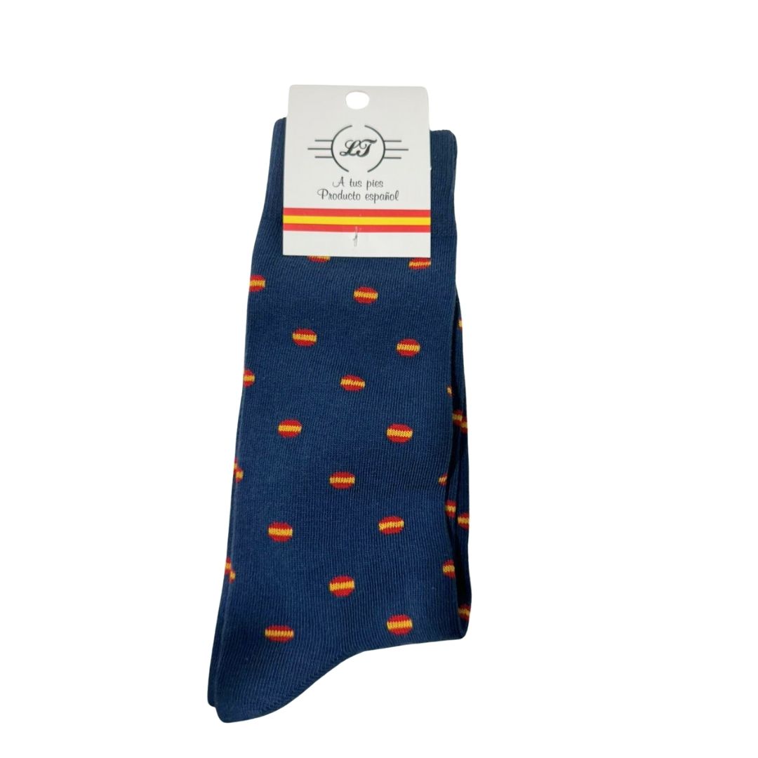 Calcetines bandera España redonda Azul - LaFlamencadeBorgoña