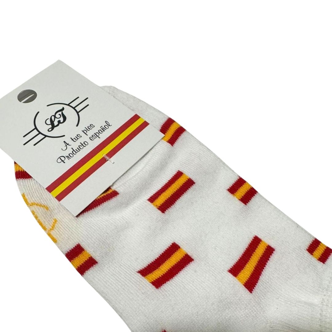 Comprar Calcetines tobilleros bandera España blanco Bandera España La Flamenca de Borgoña Patricia Muñoz VOX
