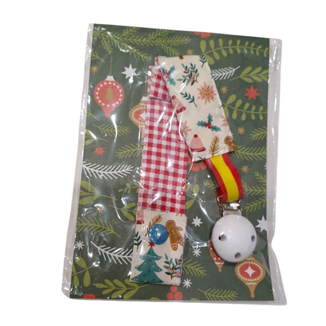 Chupetero Bandera España de NAVIDAD para Bebé - LaFlamencadeBorgoña