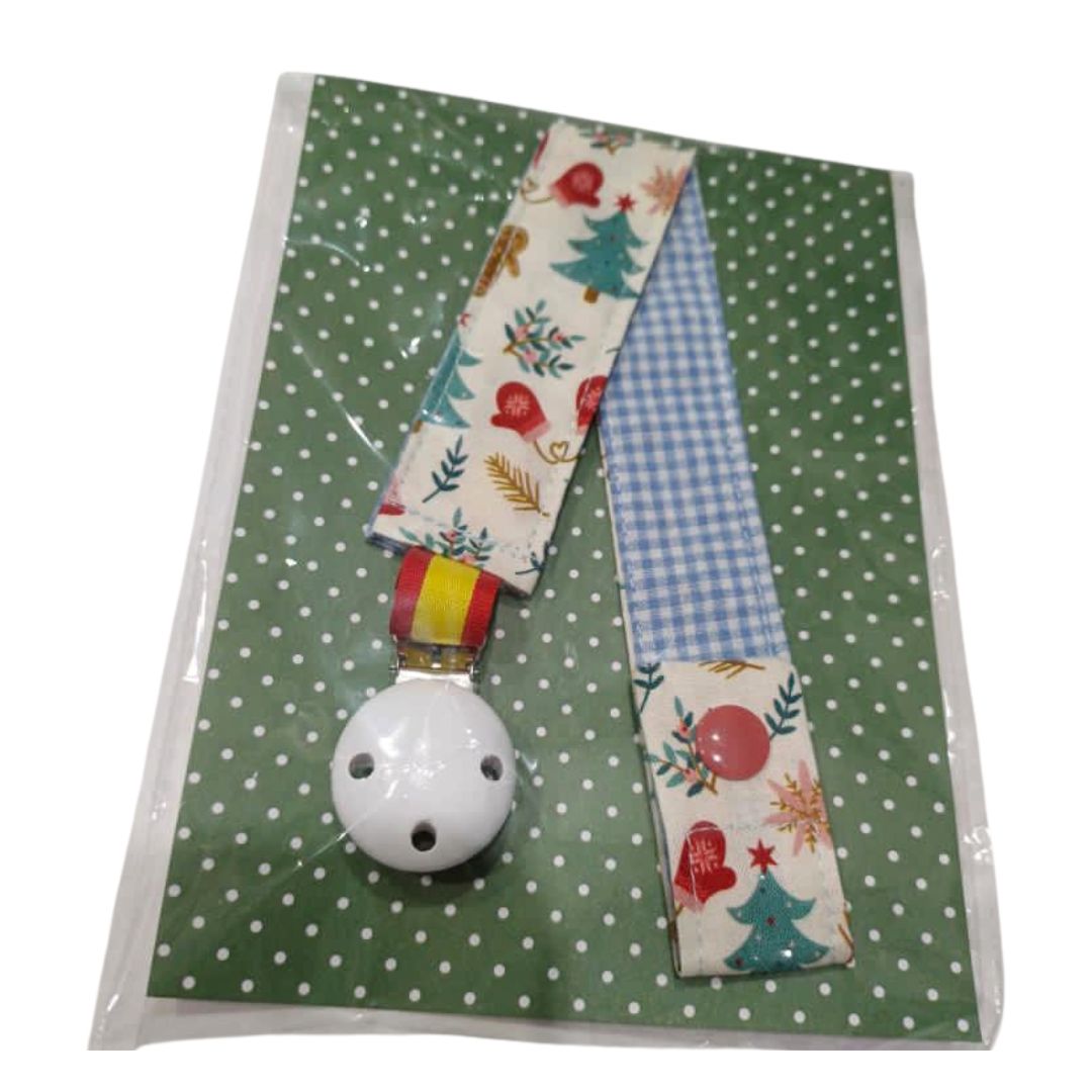 Chupetero Bandera España de NAVIDAD para Bebé - LaFlamencadeBorgoña