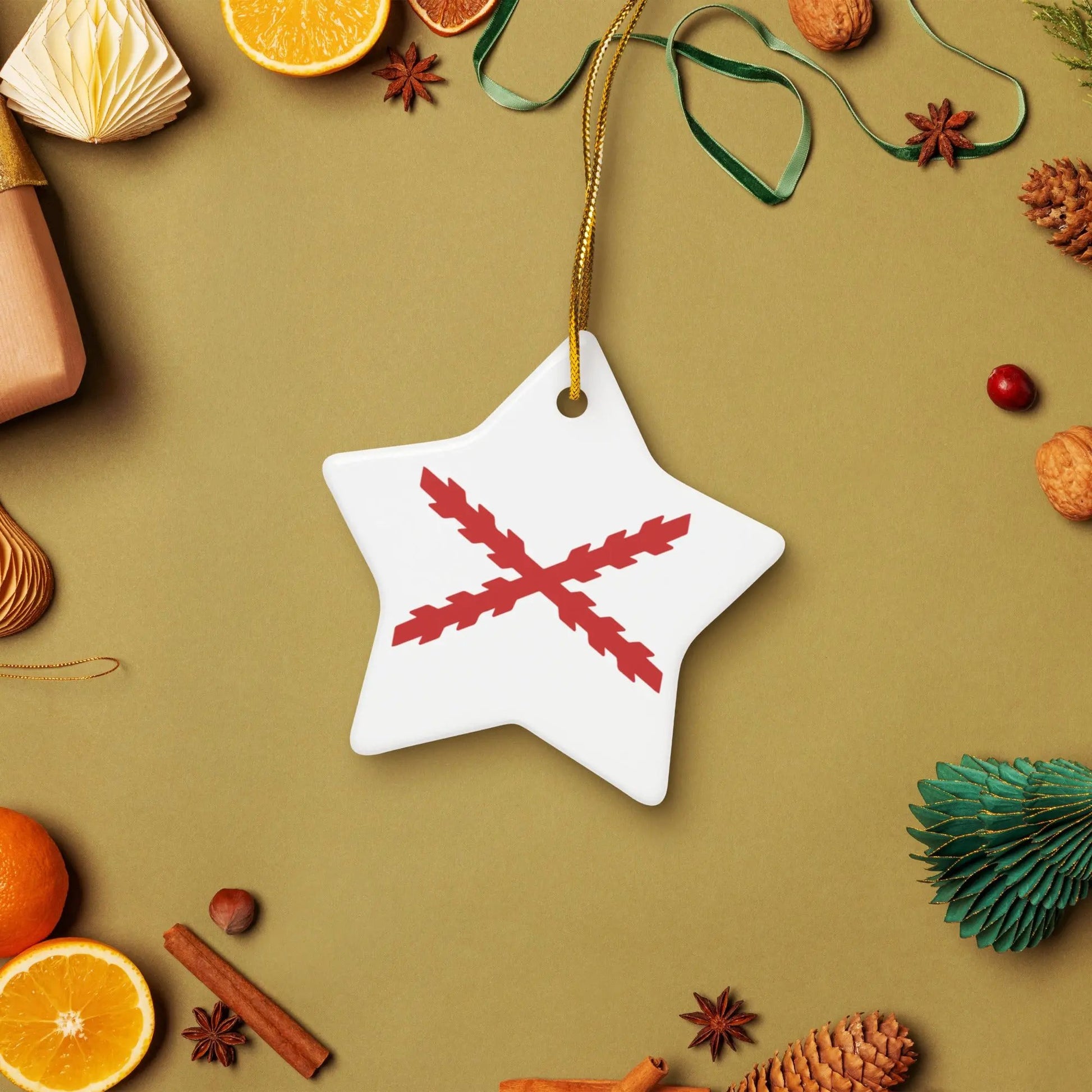 Comprar Adorno de cerámica para Árbol de Navidad - Cruz de Borgoña La Flamenca de Borgoña Bandera España
