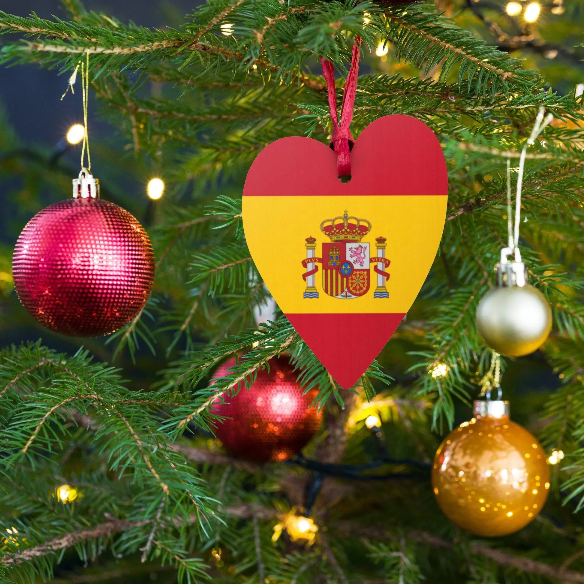 Comprar Adornos de madera para Árbol de Navidad La Flamenca de Borgoña Bandera España