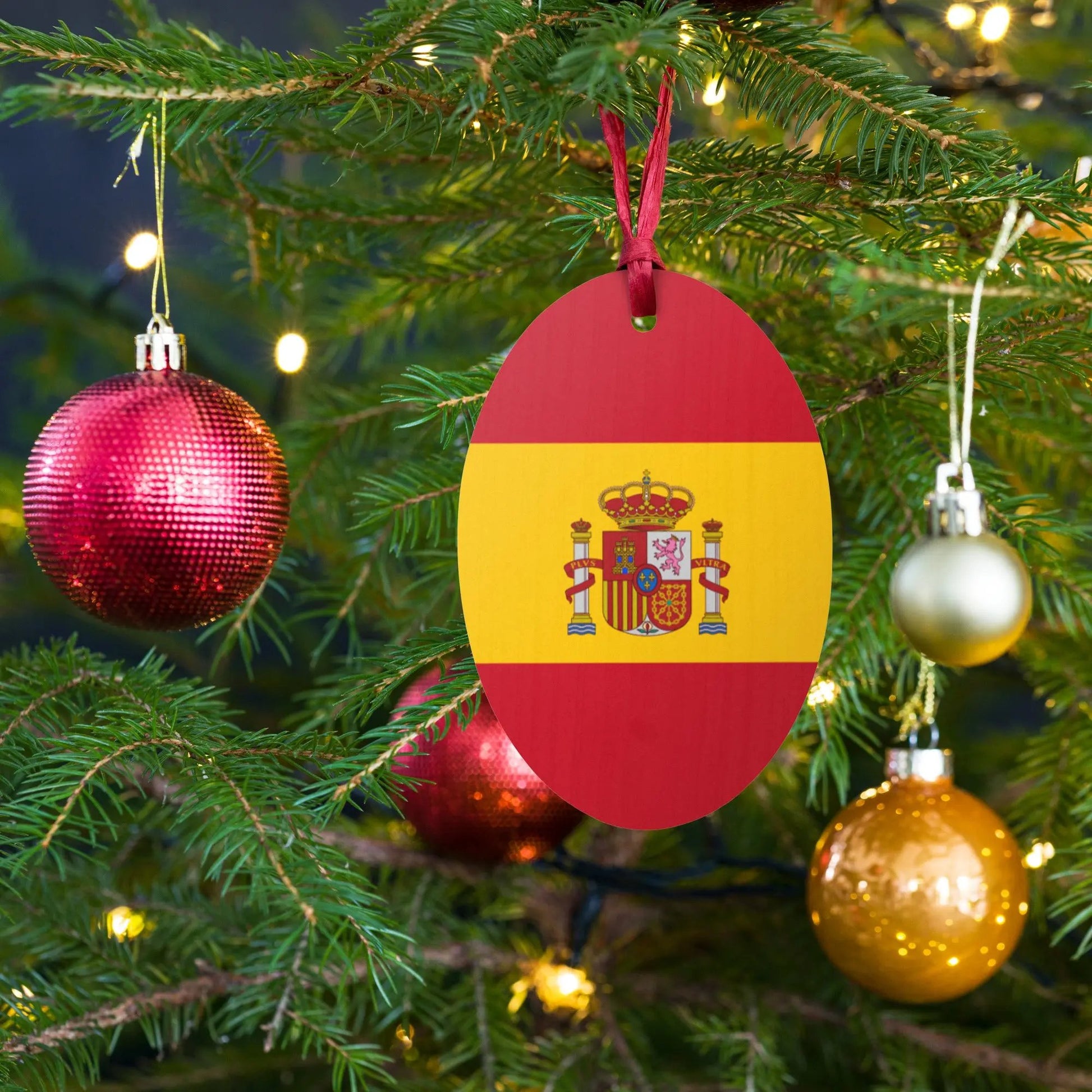 Comprar Adornos de madera para Árbol de Navidad La Flamenca de Borgoña Bandera España
