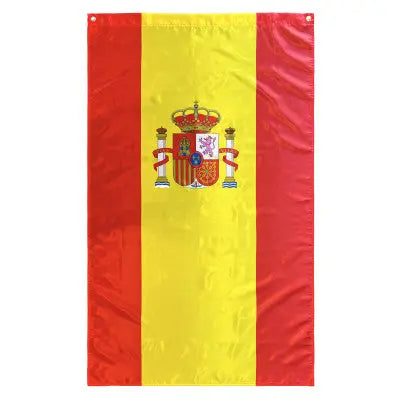 Comprar Bandera de España Vertical con 2 Anillas (150 x 90 cm - Satén) La Flamenca de Borgoña Bandera España