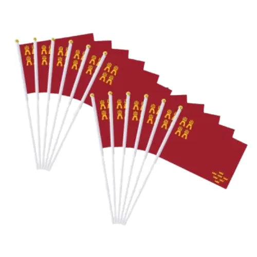 Comprar Banderas de Mano de la Región de Murcia 20x30 cm (con Varilla) La Flamenca de Borgoña Bandera España