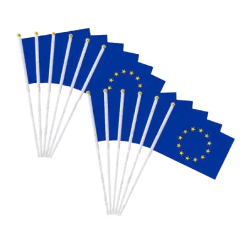 Comprar Banderas de Mano de la Unión Europea 20x30 cm con Asta La Flamenca de Borgoña Bandera España