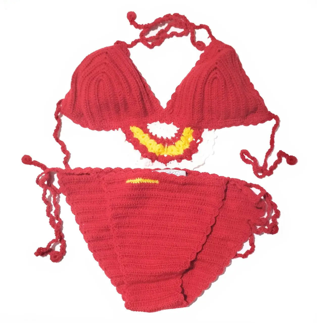Comprar Bikini crochet rojo Bandera de España arco Bandera España La Flamenca de Borgoña Patricia Muñoz VOX