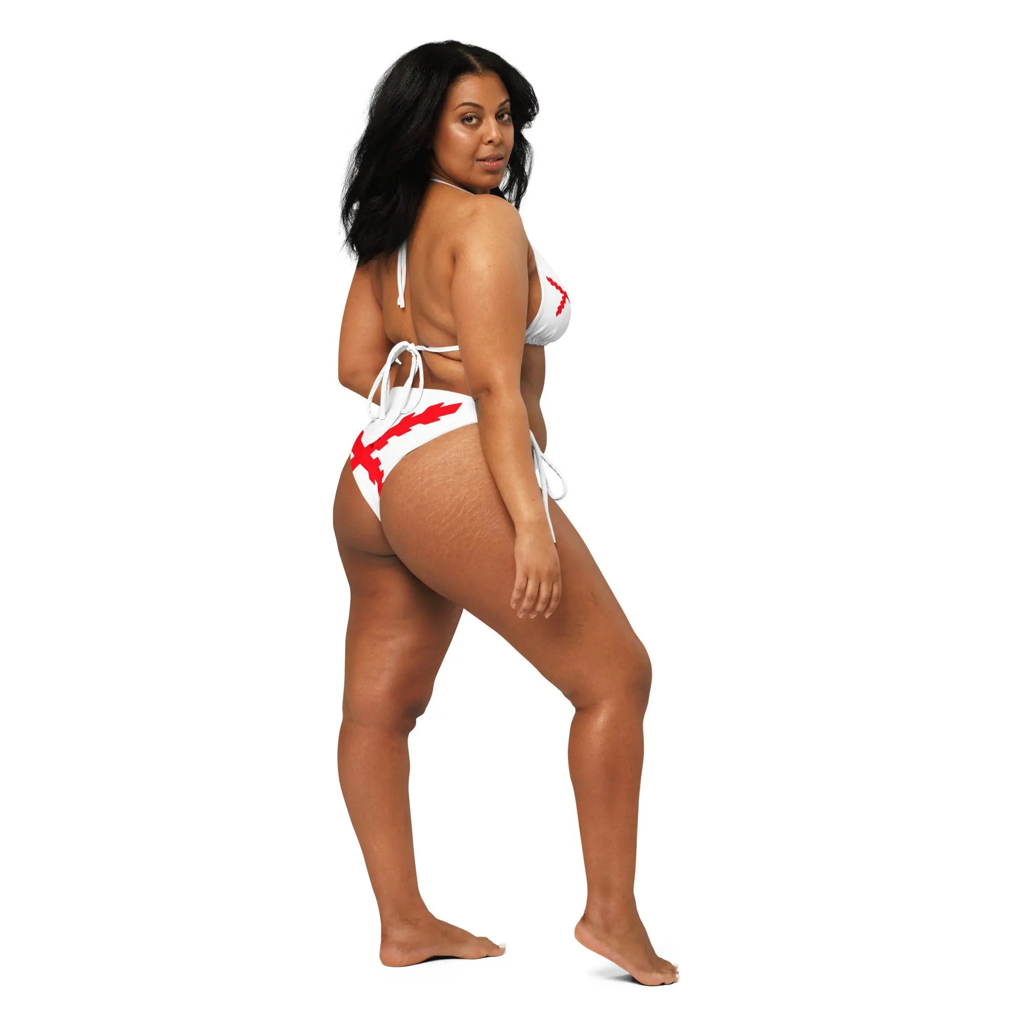 Comprar Bikini de triángulo Cruz de Borgoña blanco La Flamenca de Borgoña, Bandera de España, Cruz de Borgoña, Patricia Muñoz, VOX, Santiago Abascal