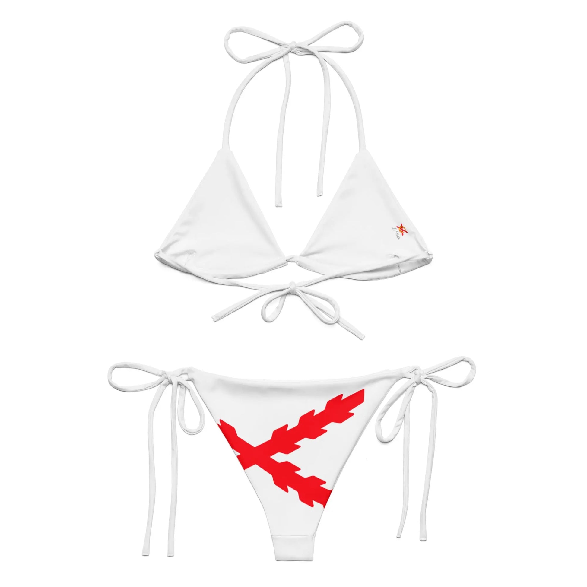 Comprar Bikini de triángulo Cruz de Borgoña blanco La Flamenca de Borgoña, Bandera de España, Cruz de Borgoña, Patricia Muñoz, VOX, Santiago Abascal