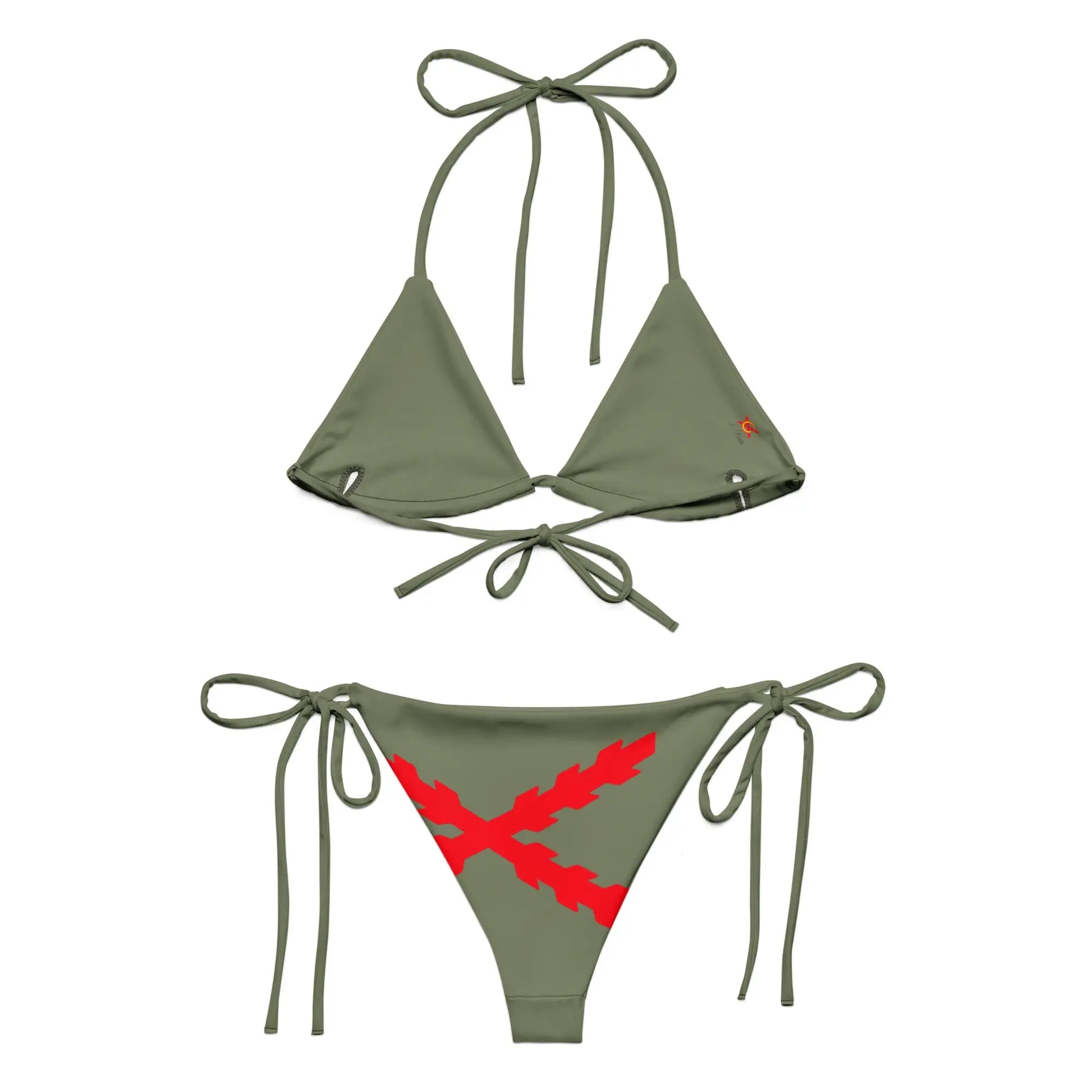 Comprar Bikini de triángulo Cruz de Borgoña verde militar La Flamenca de Borgoña, Bandera de España, Cruz de Borgoña, Patricia Muñoz, VOX, Santiago Abascal
