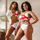 Comprar Bikini reciclado talle alto Cruz de Borgoña La Flamenca de Borgoña, Bandera de España, Cruz de Borgoña, Patricia Muñoz, VOX, Santiago Abascal