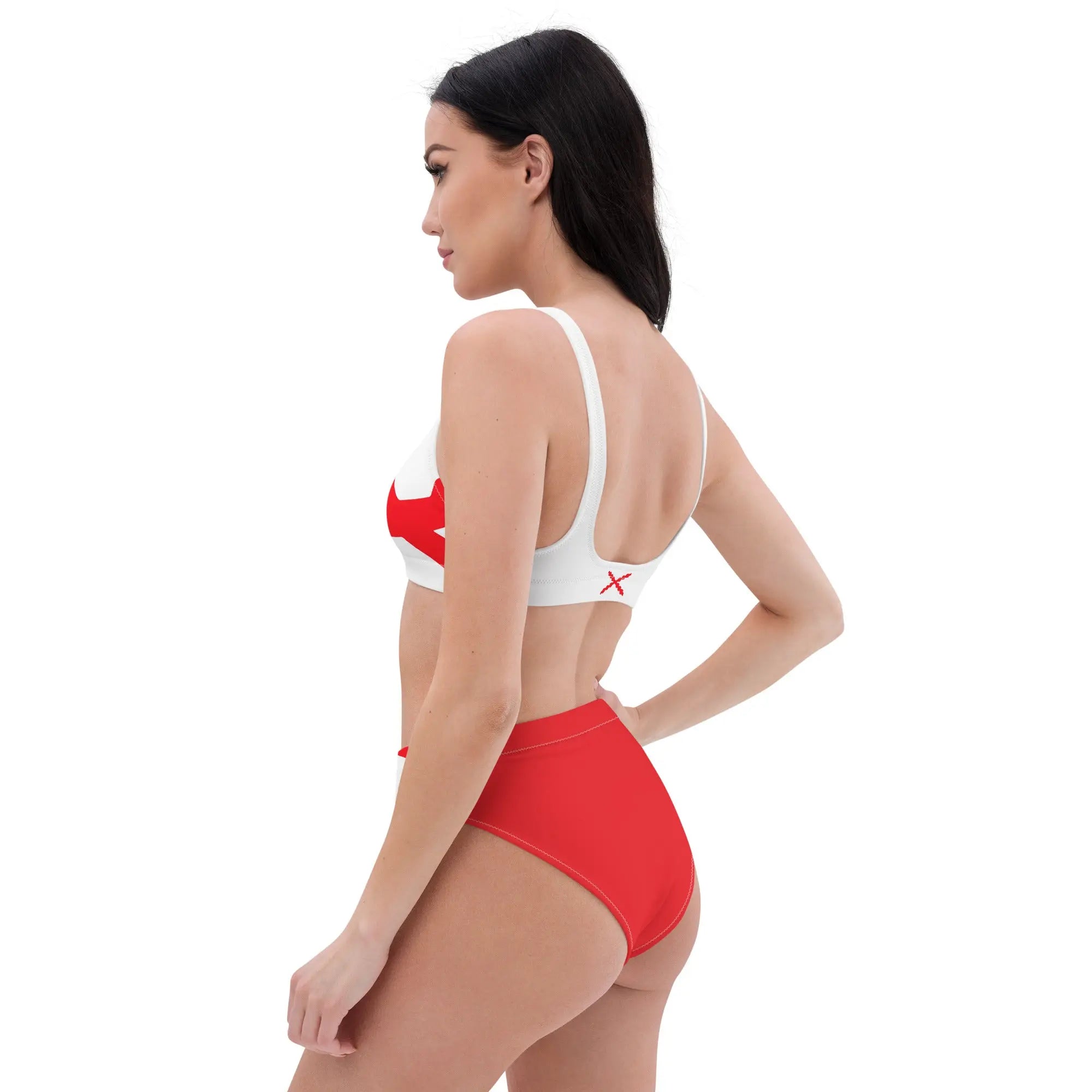 Comprar Bikini reciclado talle alto Cruz de Borgoña La Flamenca de Borgoña, Bandera de España, Cruz de Borgoña, Patricia Muñoz, VOX, Santiago Abascal