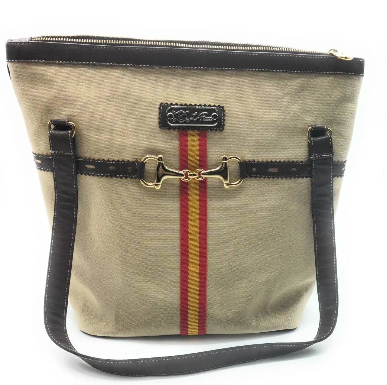 Bolso TOTE camel Bandera España y mordida de caballo - LaFlamencadeBorgoña